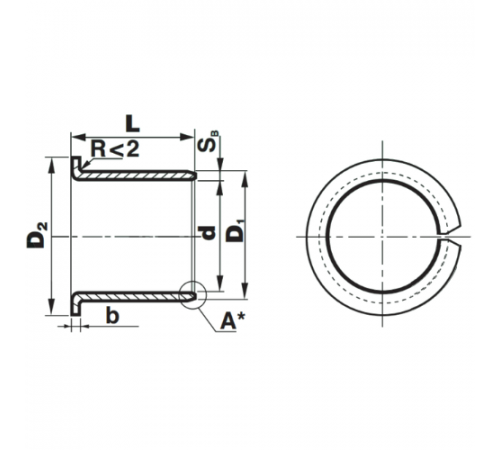Втулка скольжения с фланцем KF25215SF1SN (PCMF252821.5E) ISKRA