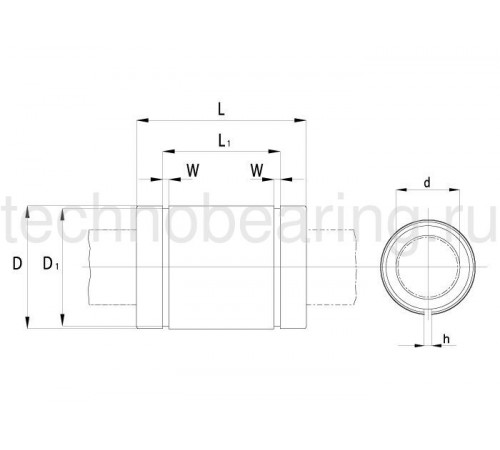 Линейный подшипник LME16-UU (KB1636PP) TECHNIX