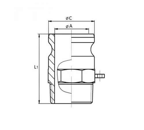 Камлок полипропиленовый тип F ниппель, наружная. резьба BSP 1 1/2", TL150FPP TITAN LOCK